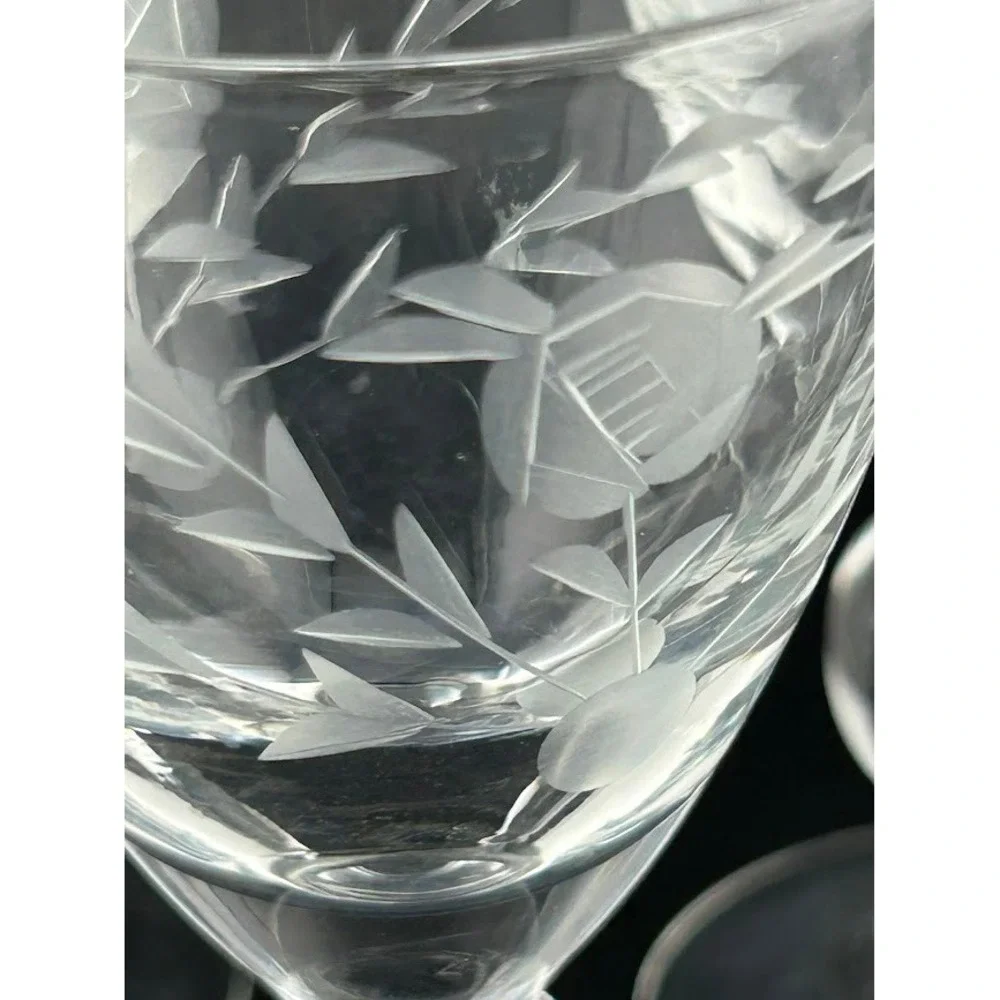 Vintage Etched Floral Cordial Glasses Set of 3‎ Elegant Stemmed Liquor Wine